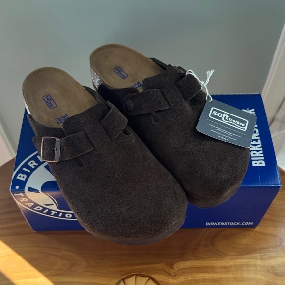 Birkenstock Shoes - Birkenstock Dark Brown Suede Clogs